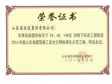 和天下5#、6#、14#及2#地下車庫獲2016年度省建筑施工安全文明標準化示范工地
