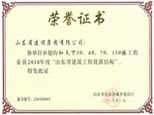 和天下3#、4#、7#、13#樓獲2018年度“山東省建筑工程優(yōu)質(zhì)結(jié)構(gòu)”